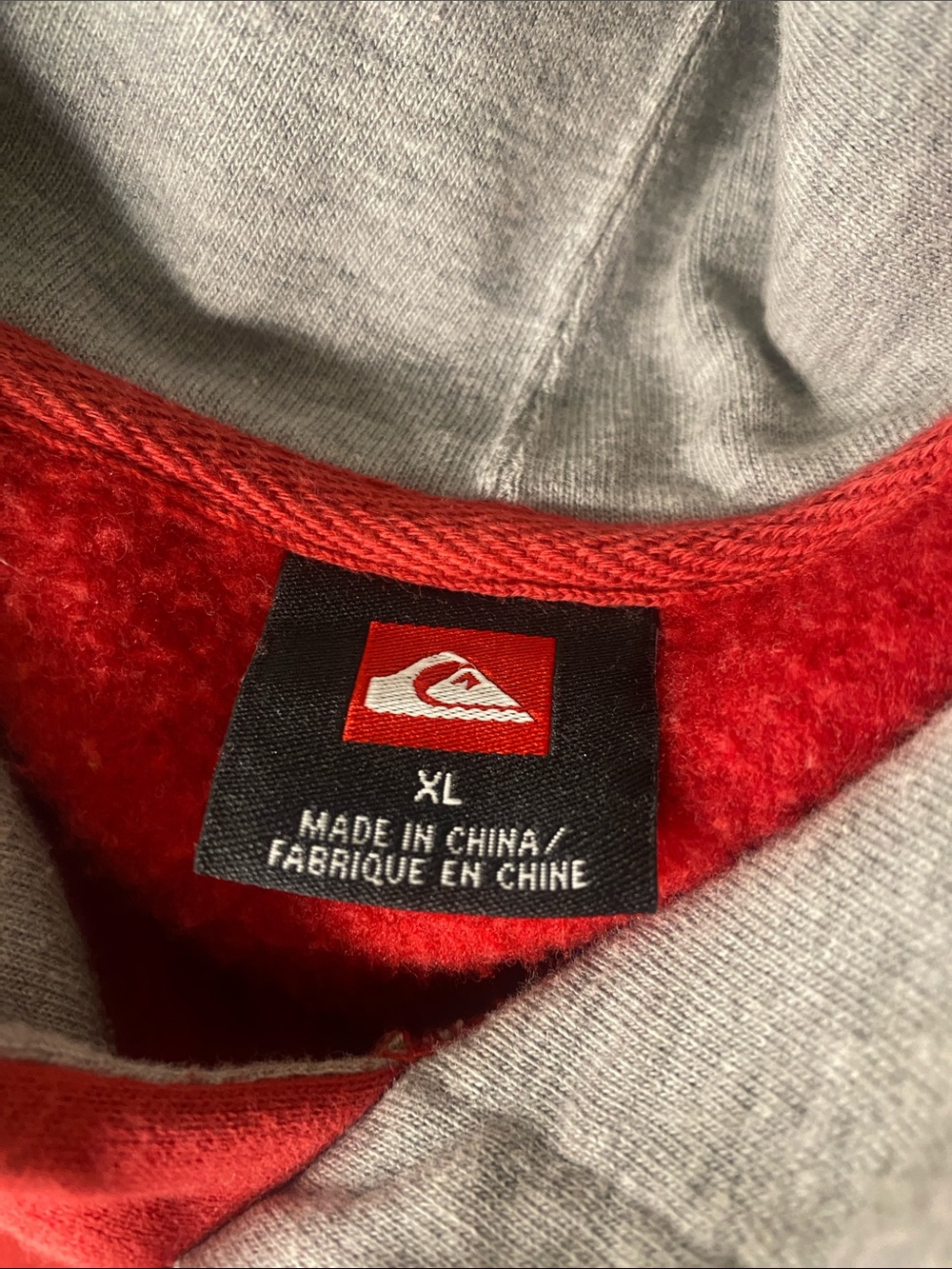 Vtg Quiksilver Men's XL Red Pullover Hoodie - Logo Fleece Sweatshirt - 1541 - Picture 4 of 11
